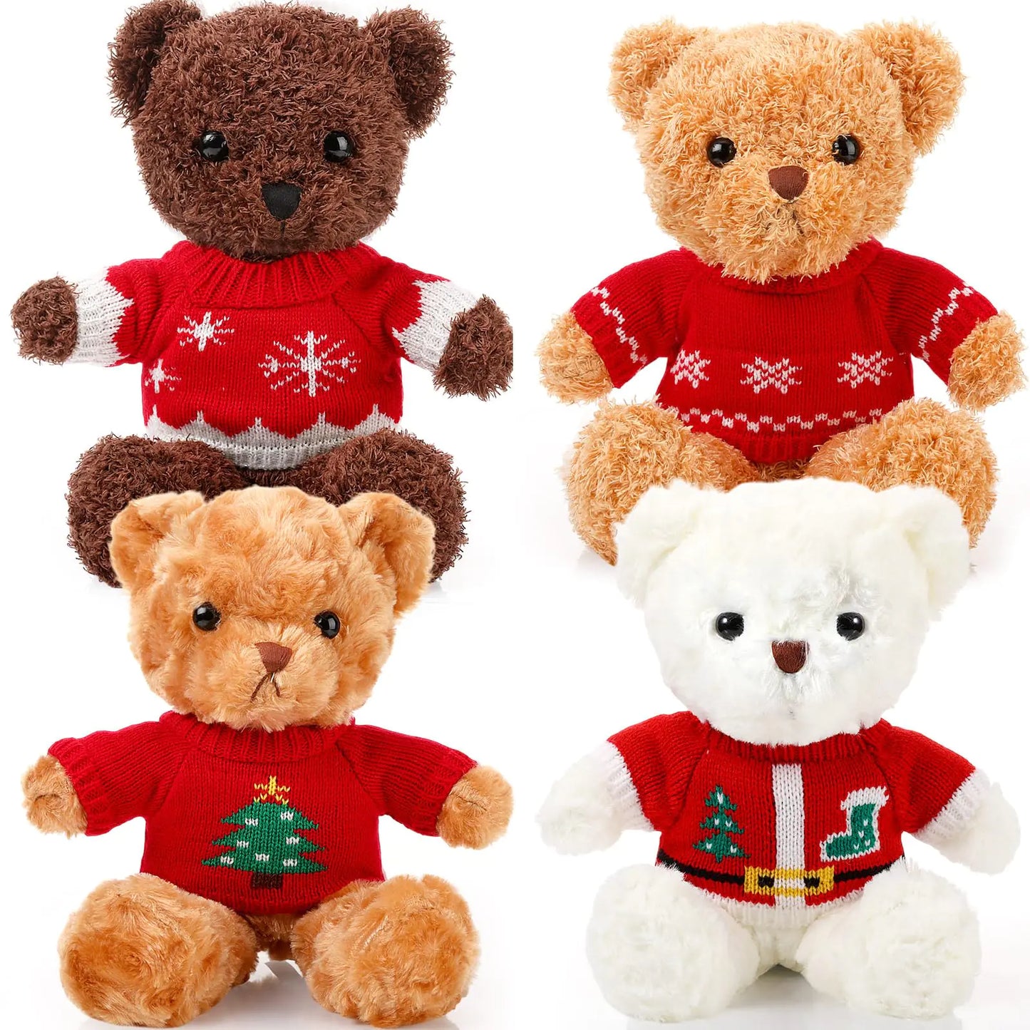 12" DIY Dress-Up Teddy Bears 4-Pack with Holiday Attire