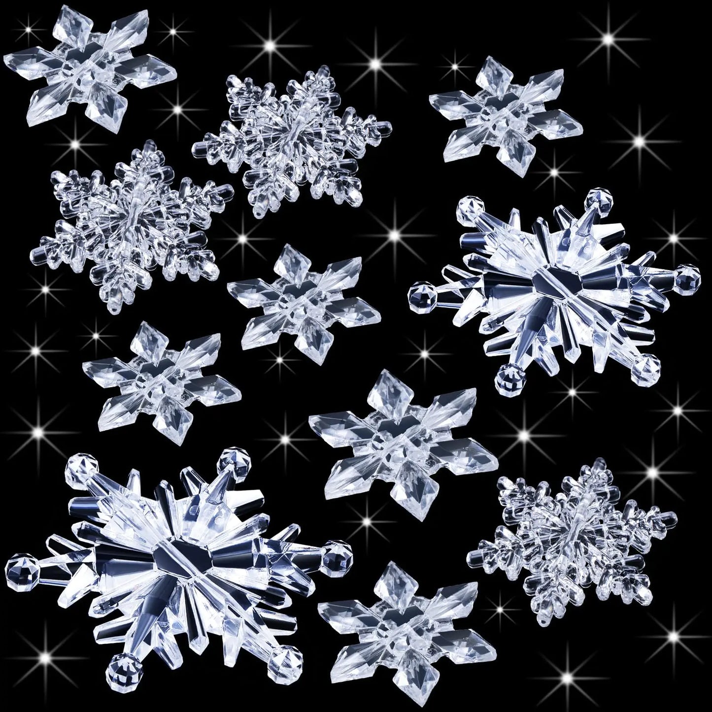 Clear Acrylic Snowflake Ornaments 35pcs