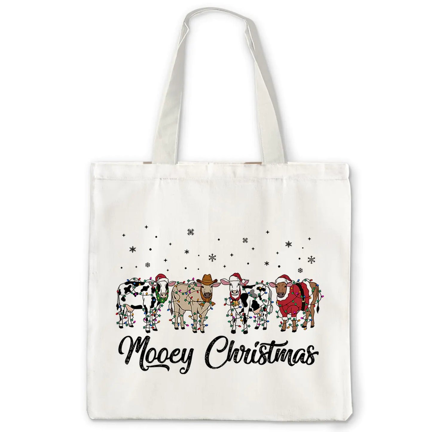 Chic Canvas Cow Print Tote Bag