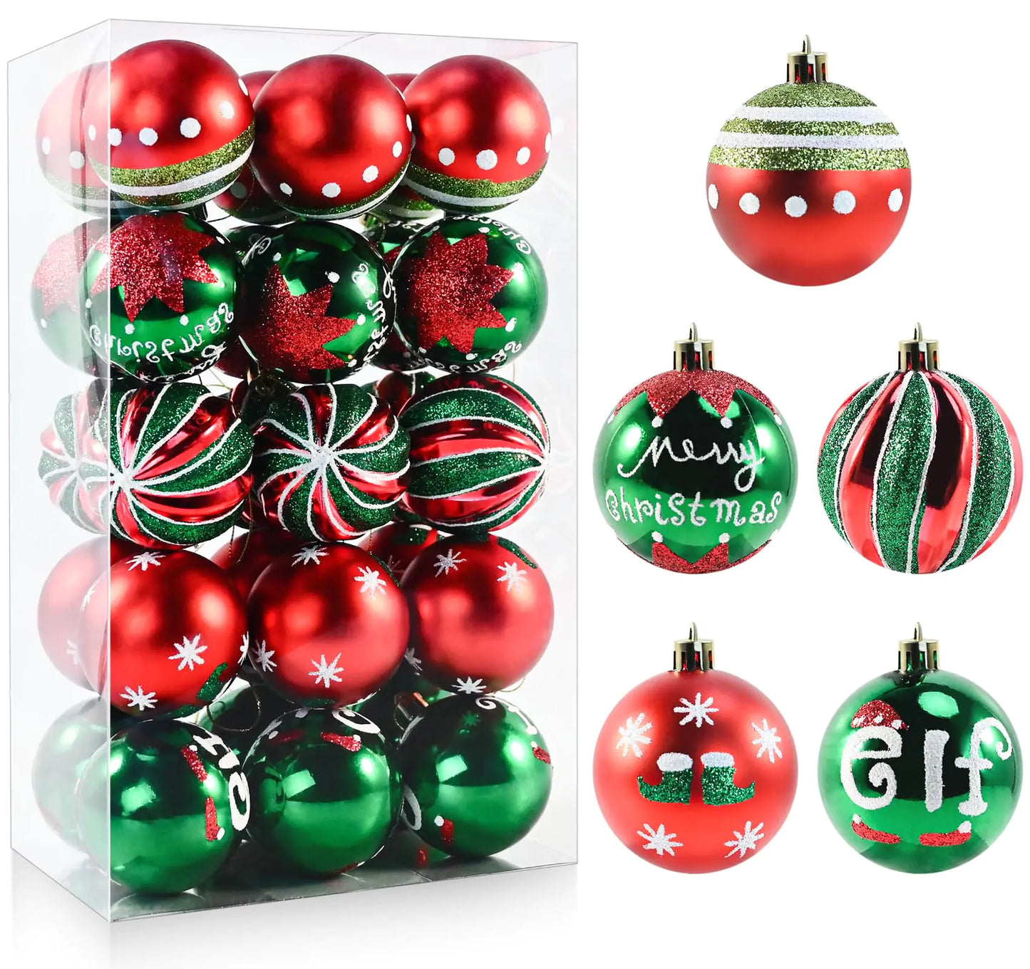 30Pc Multistyle Shatterproof Xmas Ornaments