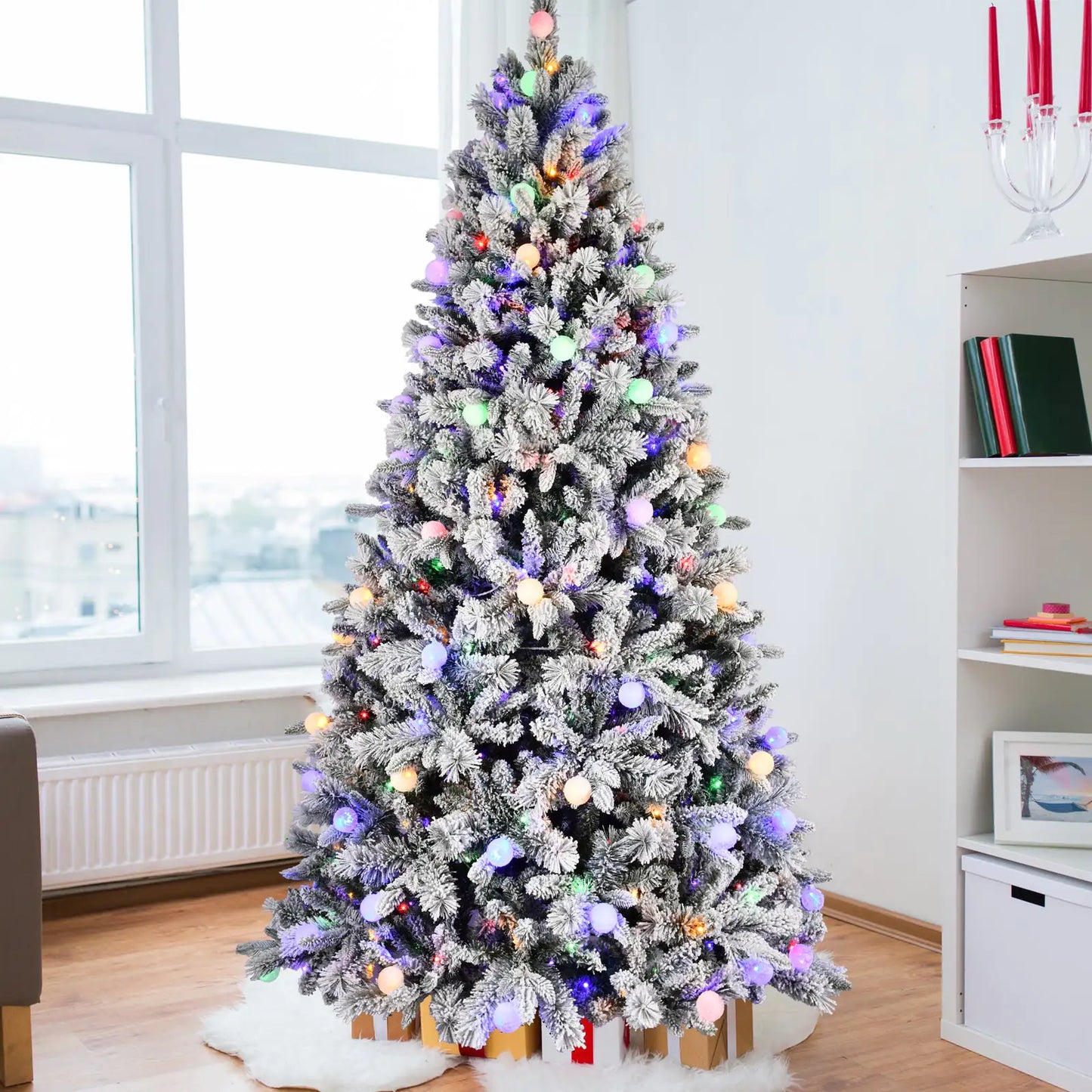 8-Foot Bi-Color LED Spotlight Christmas Tree