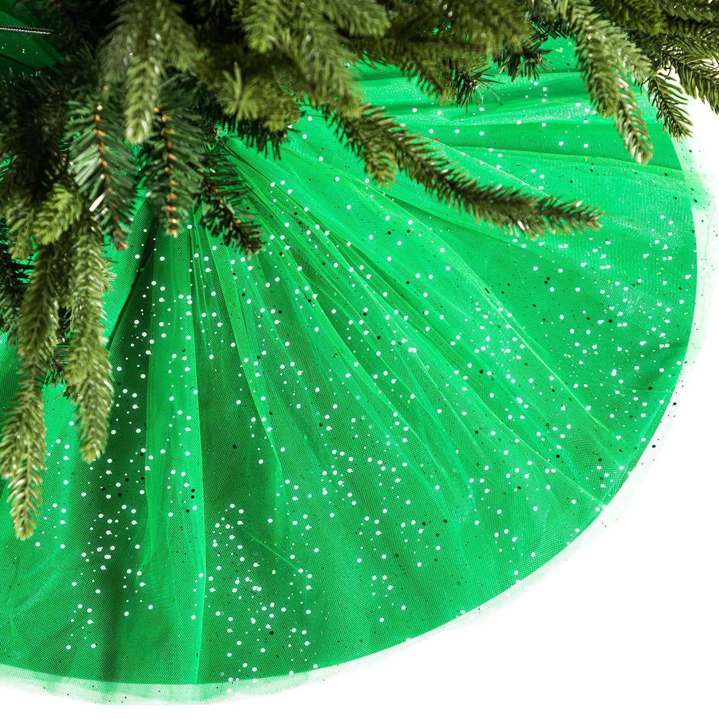 Skylety Double-Layer Sequin Tree Skirt (36 Inch, Green)