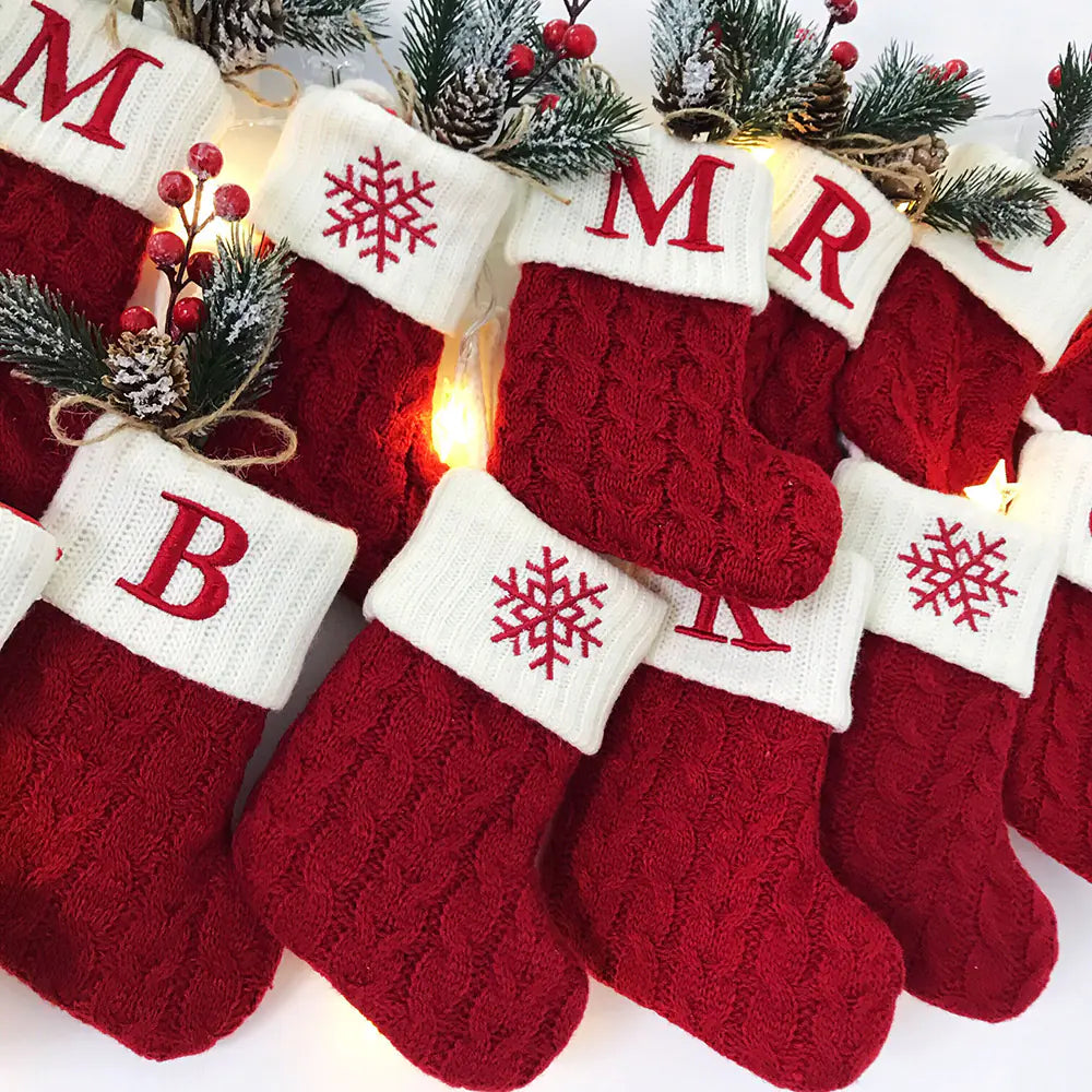 Holiday Letter Knit Socks