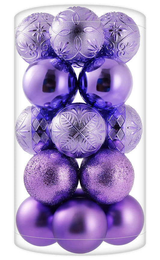 20ct Light Purple Christmas Ball Ornaments Shatterproof Plastic Christmas Tree Decorations for Xmas Party Home Office Holiday Decor -Large Size (3.15" 80mm)