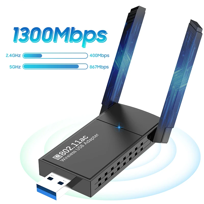 Dual Band Wireless USB 3.0 Adapter 1300Mbps