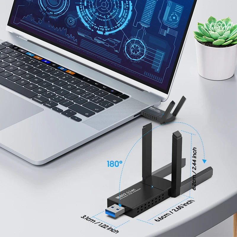 Dual Band Wireless USB 3.0 Adapter 1300Mbps