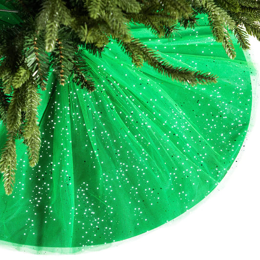 Skylety Double-Layer Sequin Tree Skirt (36 Inch, Green)