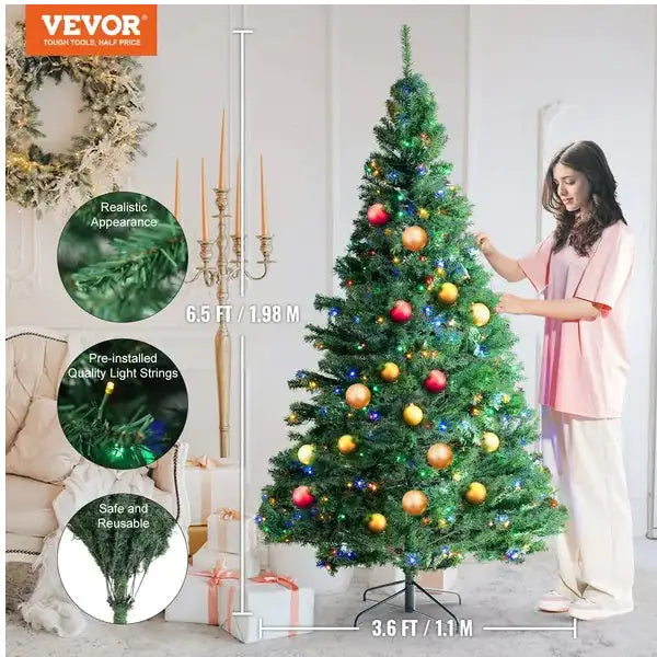 VEVOR 6.5ft Festive Prelit Christmas Tree