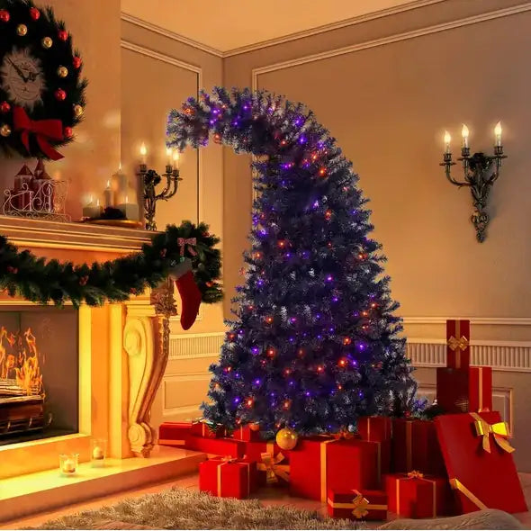 6FT Bendable Fir Santa Hat Christmas Tree with LED Lights