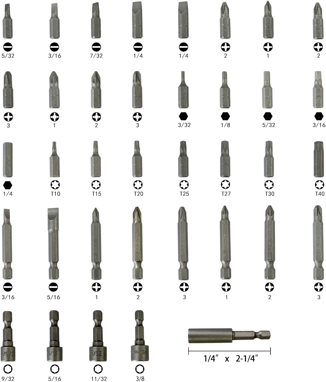 37-Piece Magnetic Screwdriver and Nut Driver Bit Set