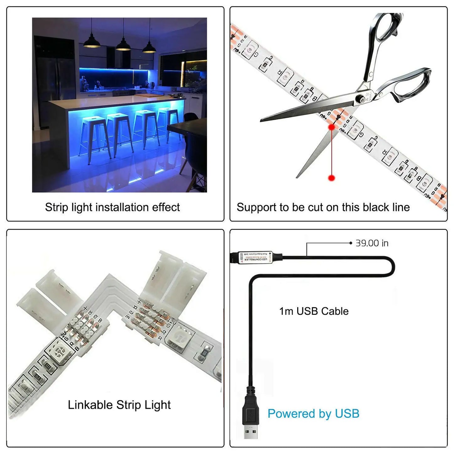 5V USB RGB LED TV Mood Light Kit with Remote