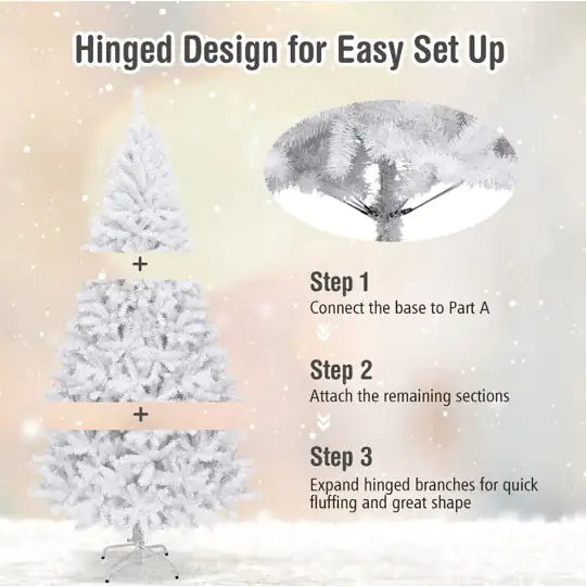 6 Ft White Christmas Pine with Sturdy Metal Stand