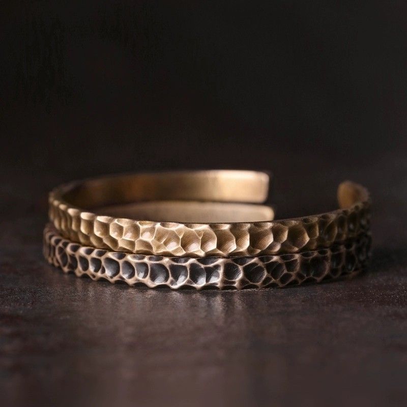 Neutral Retro Vintage Versatile Couple Hammered Bracelet