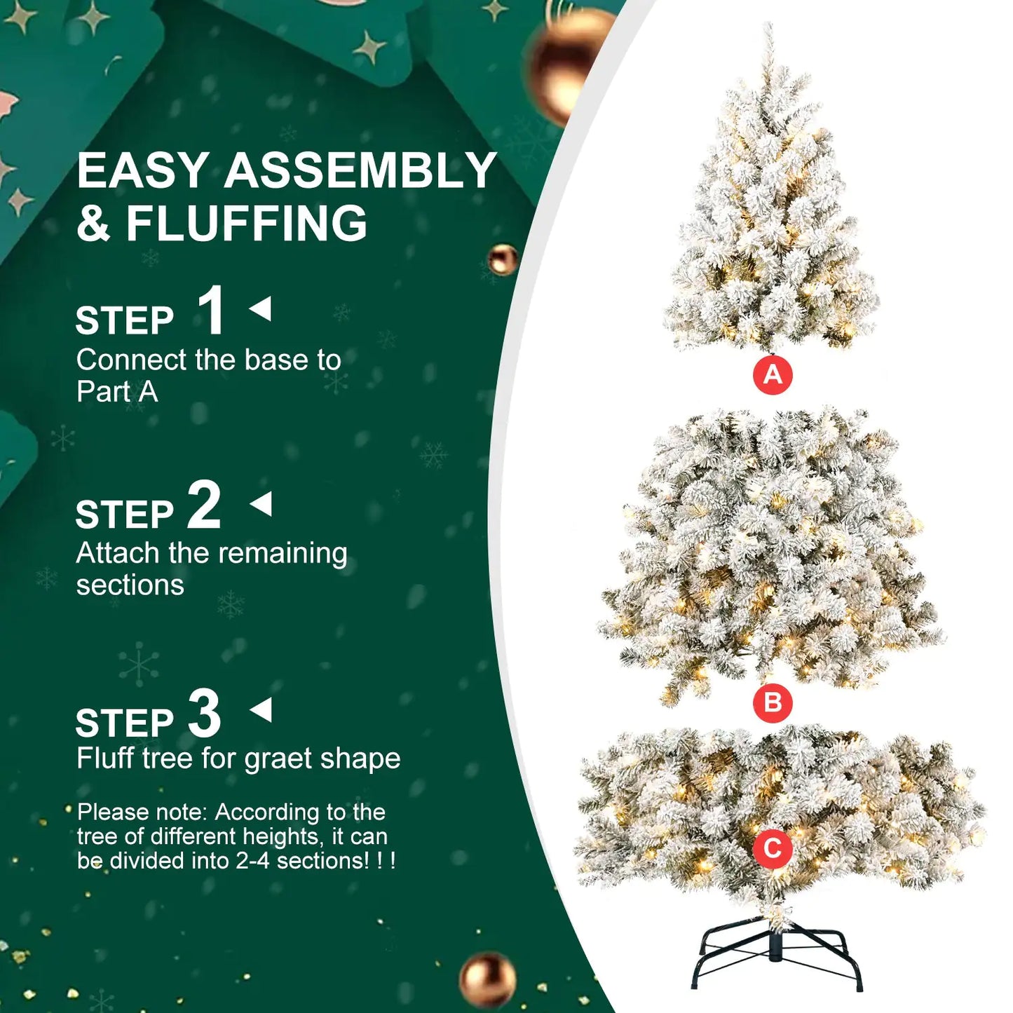 Flocked 6-Foot Pre-Lit Christmas Tree with Memory Tips