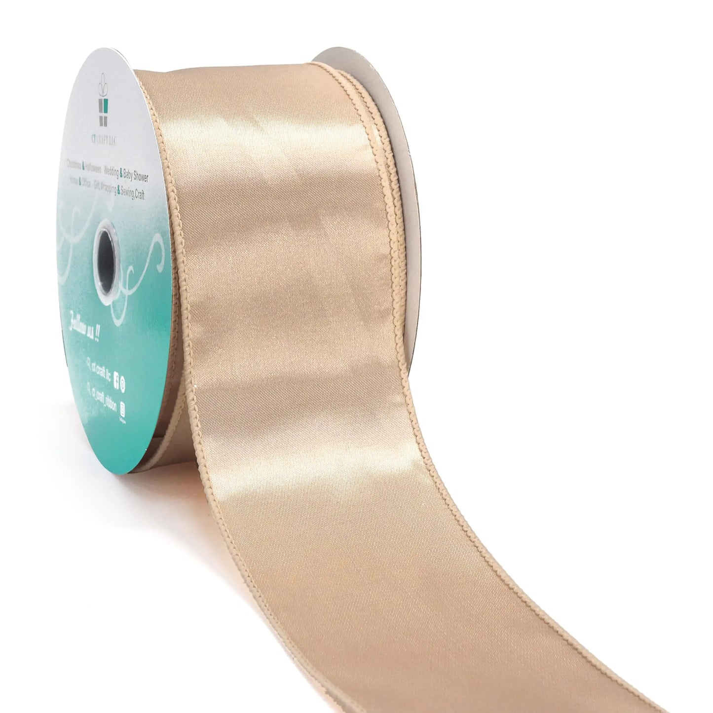 Champagne Gold Satin Craft Ribbon 2.5" x 20Yd