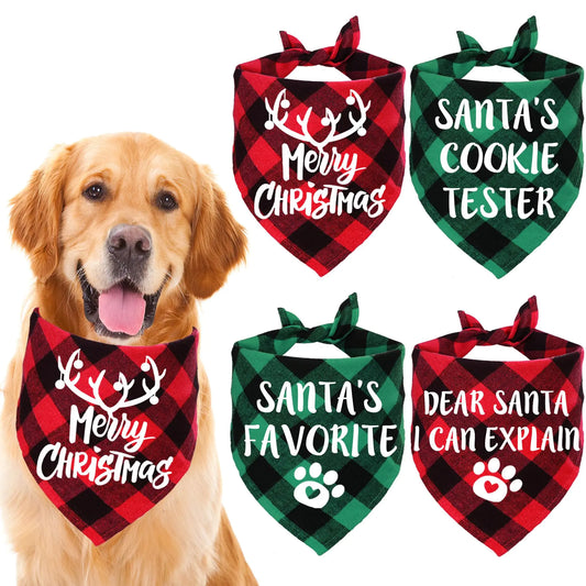 Festive Pooch Christmas Bandanas 4-Pack