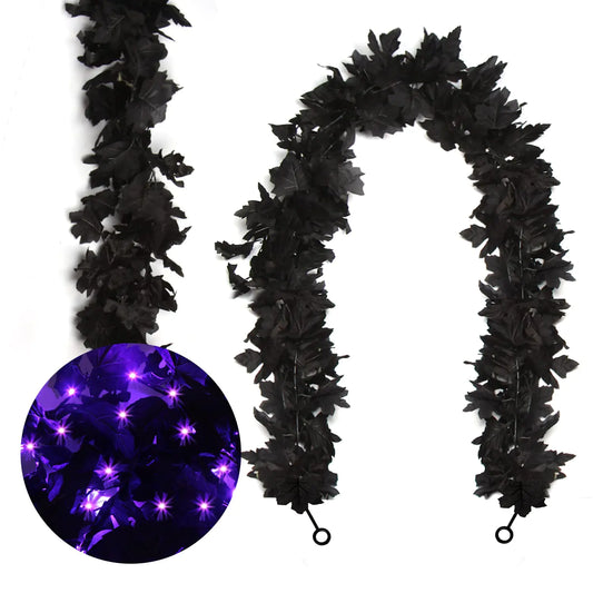 Black Maple Leaf Lighted Garland