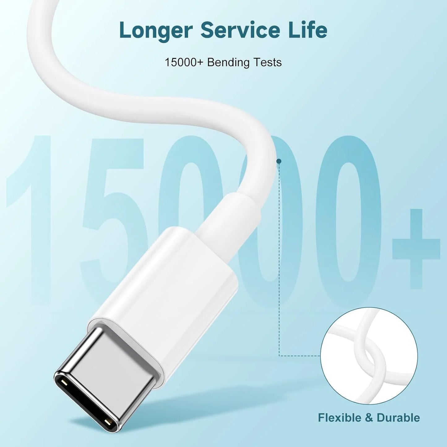 3x 6FT USB-C Fast Charging Type C Cables