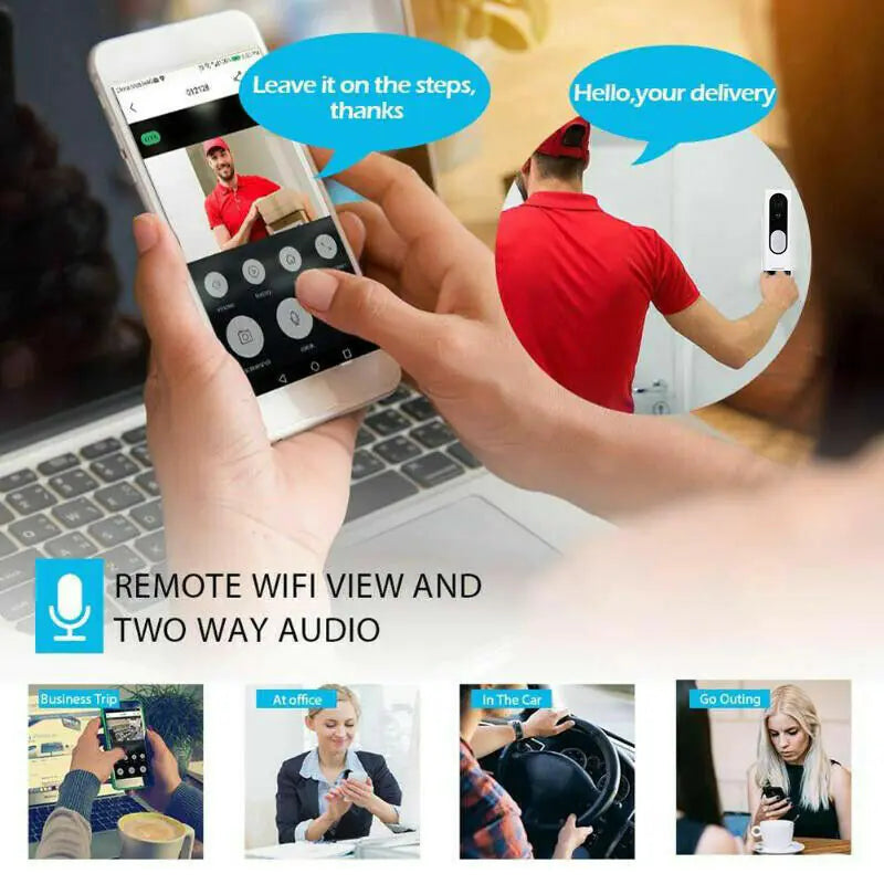 HD 1080P WiFi Doorbell Camera with Chime