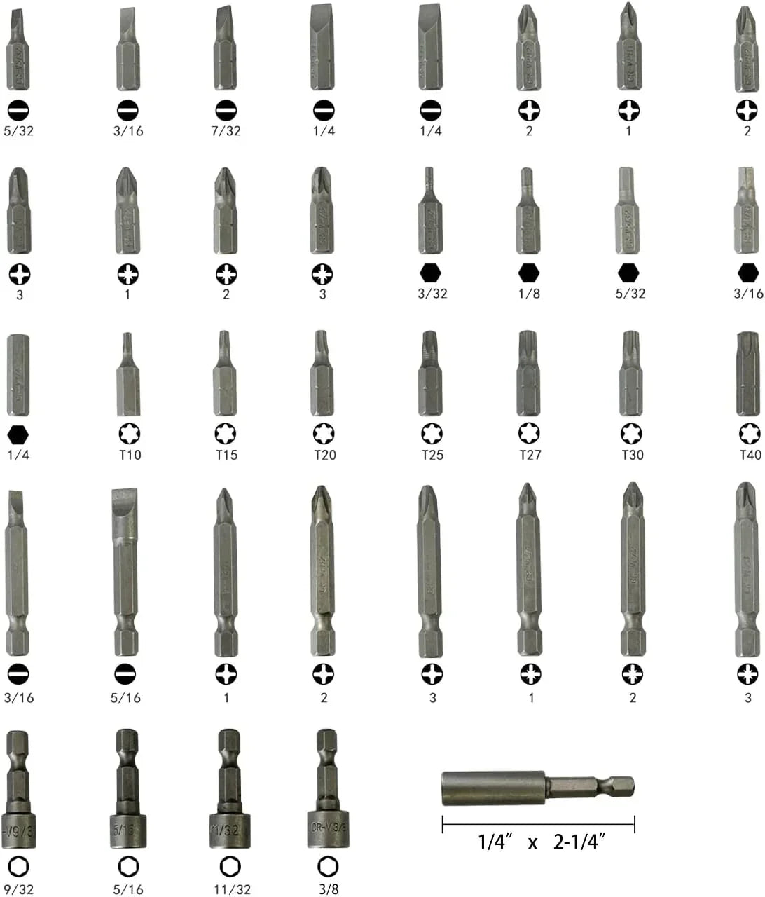 37-Piece Magnetic Screwdriver and Nut Driver Bit Set