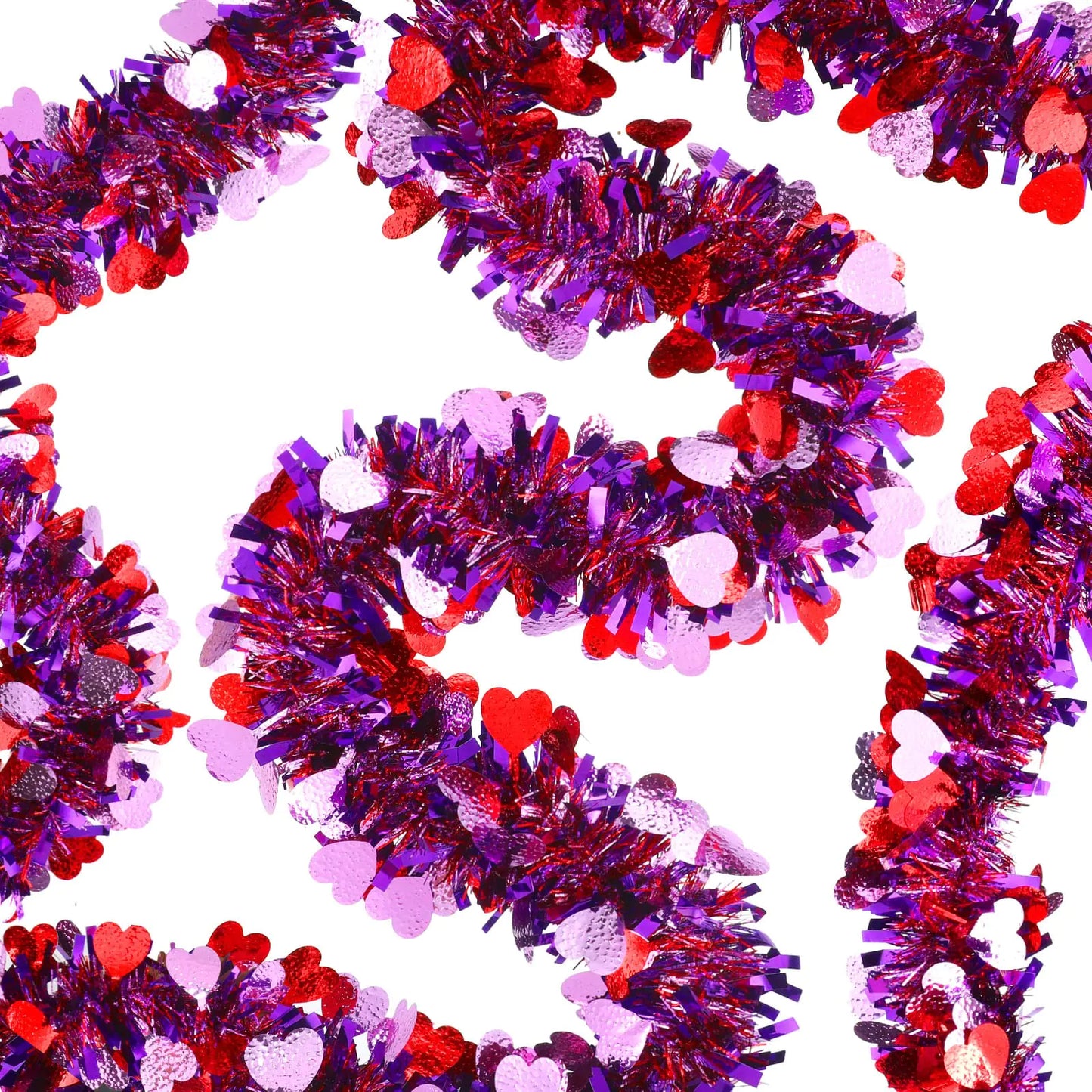 26.2ft Heart Tinsel Garland Set for Valentines