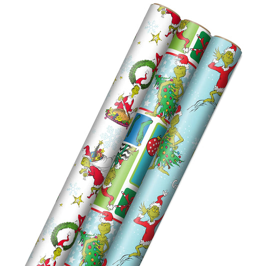 Seuss-inspired Merry Grinchmas Gift Wrap (3 Rolls, 105 Sq. Ft. Total)