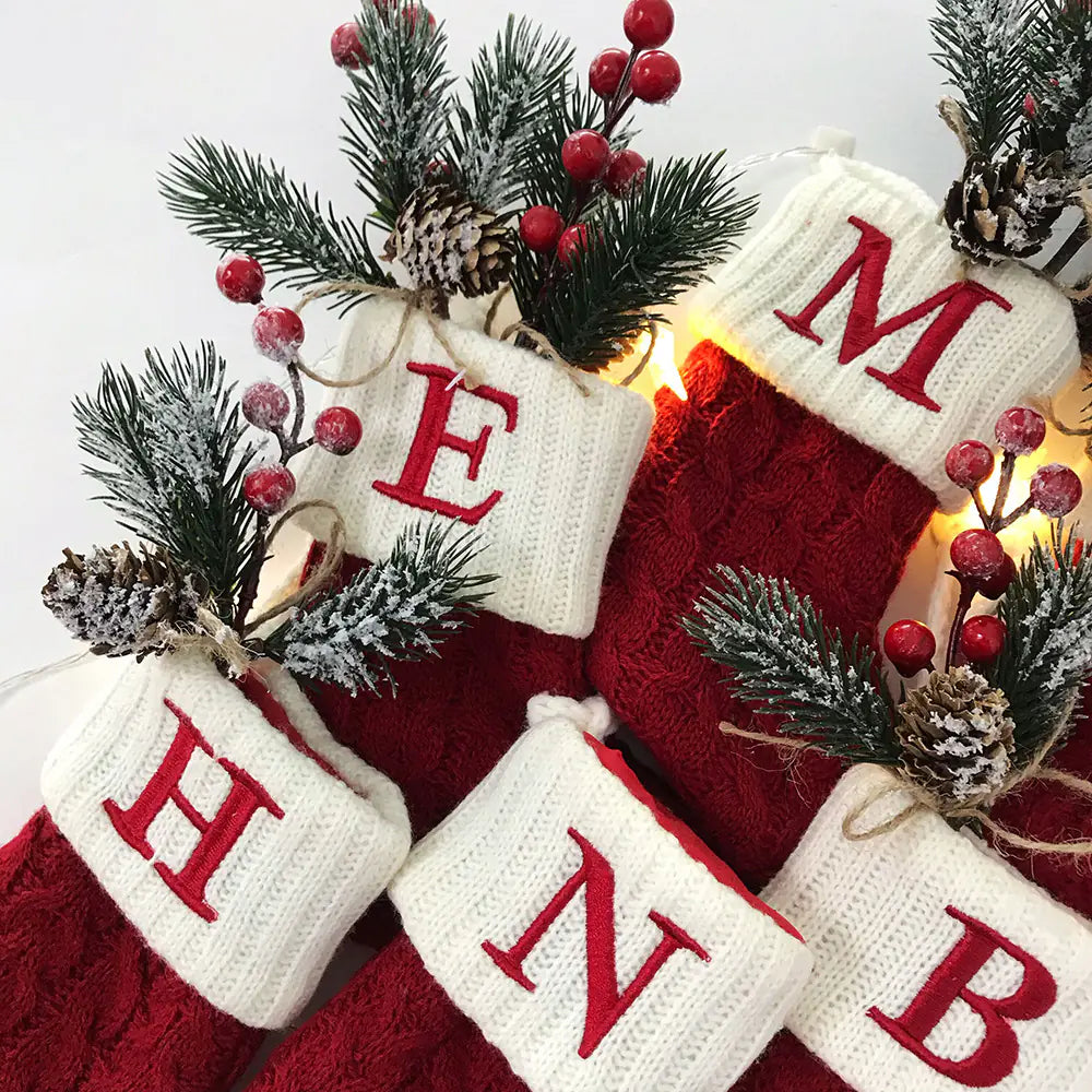 Holiday Letter Knit Socks