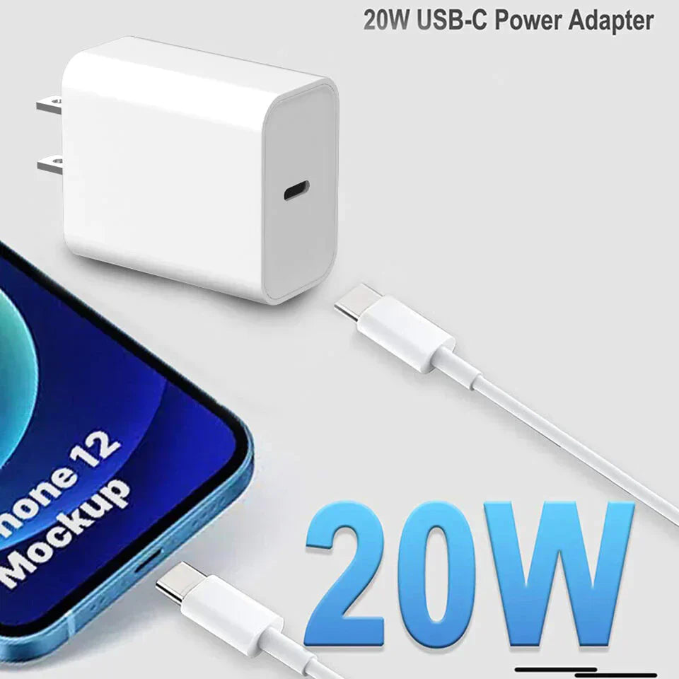 20W PD USB-C Speedy Charger Set for iPhone 15 & iPad Pro