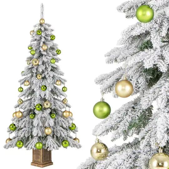 6ft Snowy Christmas Tree with 48 Ornaments