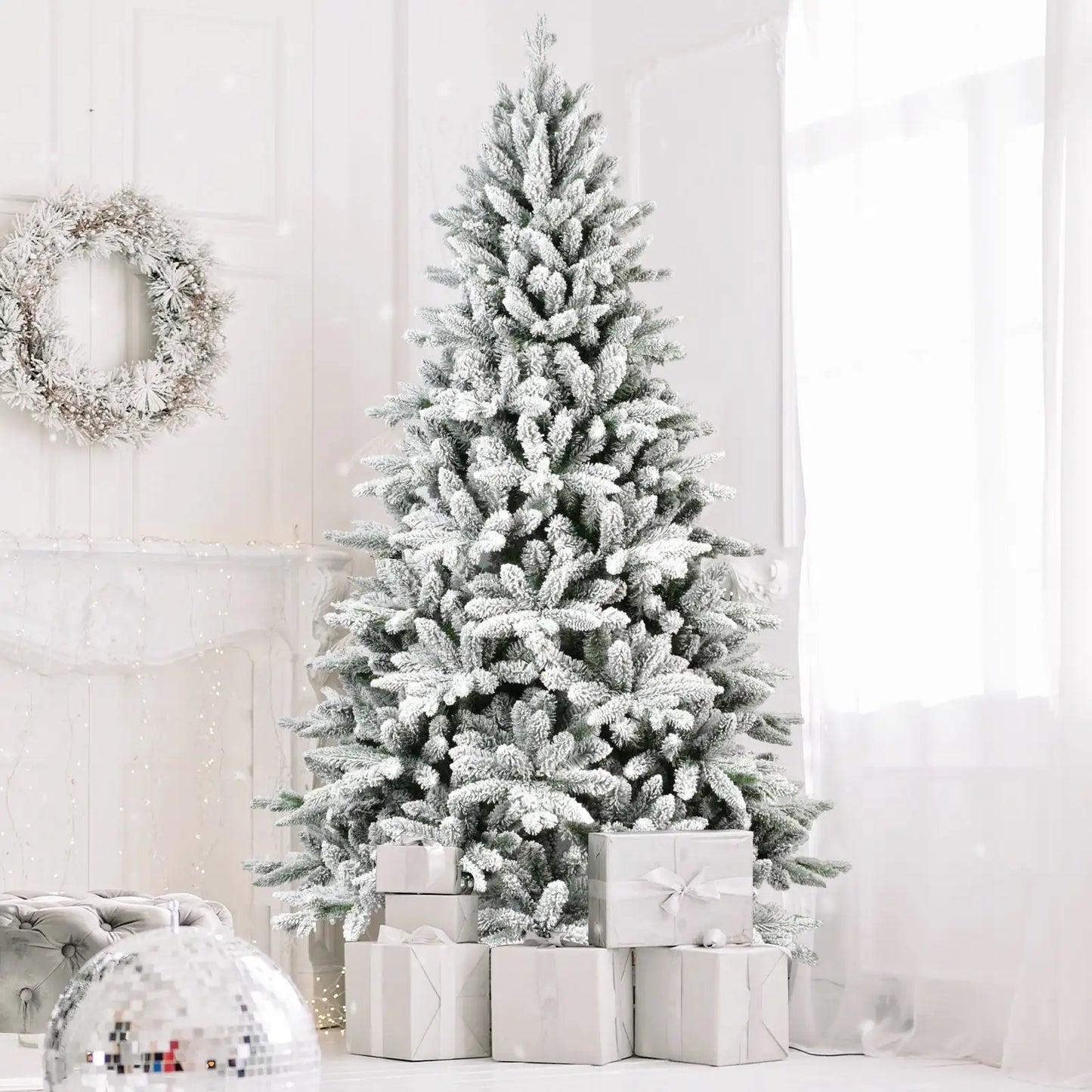 Snowy Serenity PVC Flocked Christmas Tree