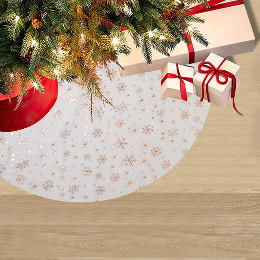 Festive Faux Fur Tree Skirt 36" with Gold Sequin