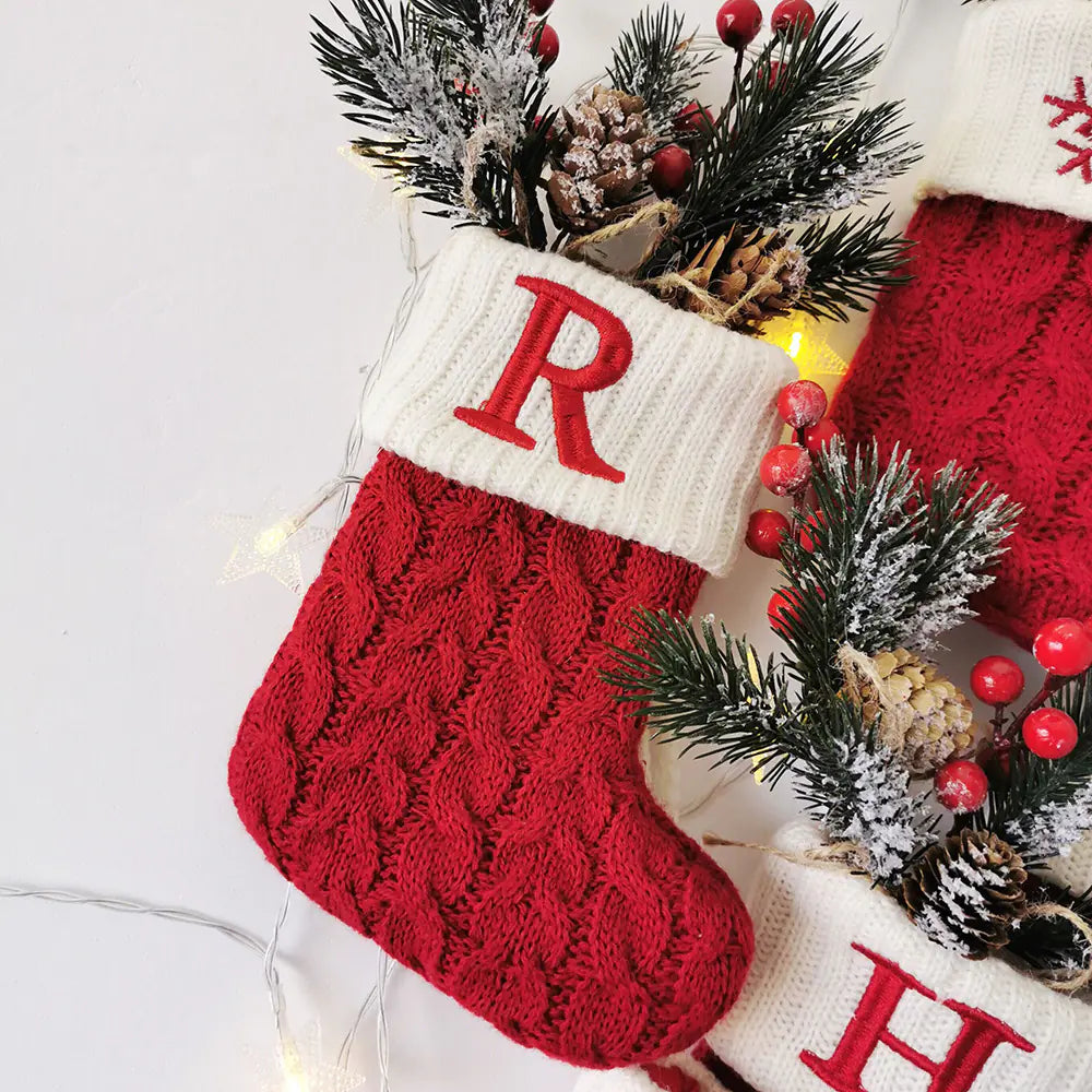 Holiday Letter Knit Socks