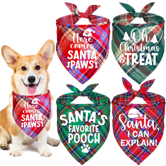 Festive Pup 4-Pack Christmas Bandanas