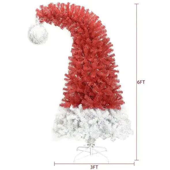 6FT Bendable Santa Hat Fir Christmas Tree with 300 LED Lights