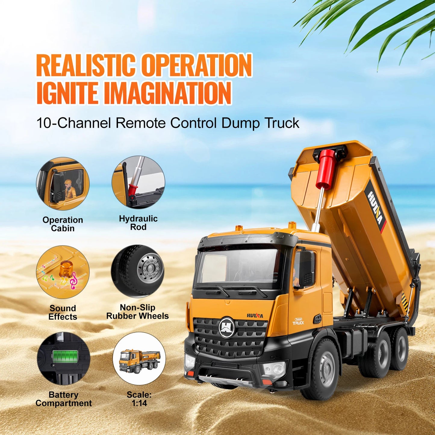 SucceBuy RC Excavator Dumper Car Remote Control Engineering Vehicle Crawler Truck Bulldozer Toys for Boys Kids Christmas Gifts