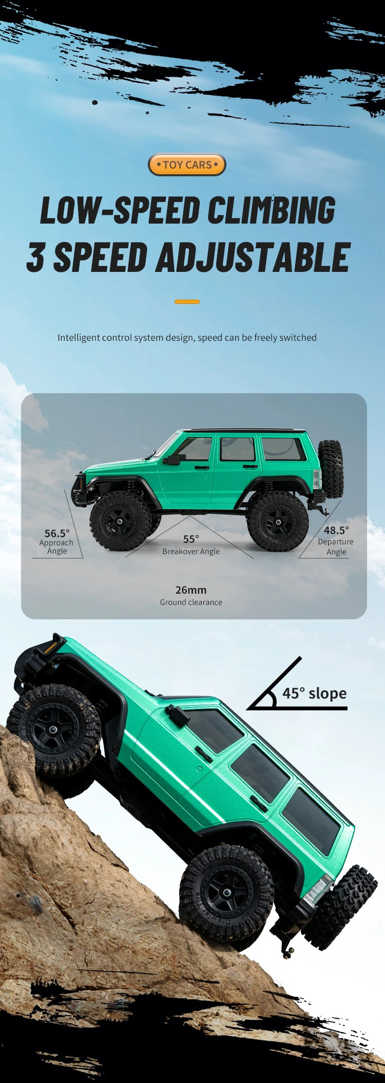 C8809 1/18 RC Car 2.4G Remote Control Crawler 4WD Electric Climbing Off-Road Model Car Toys for Children