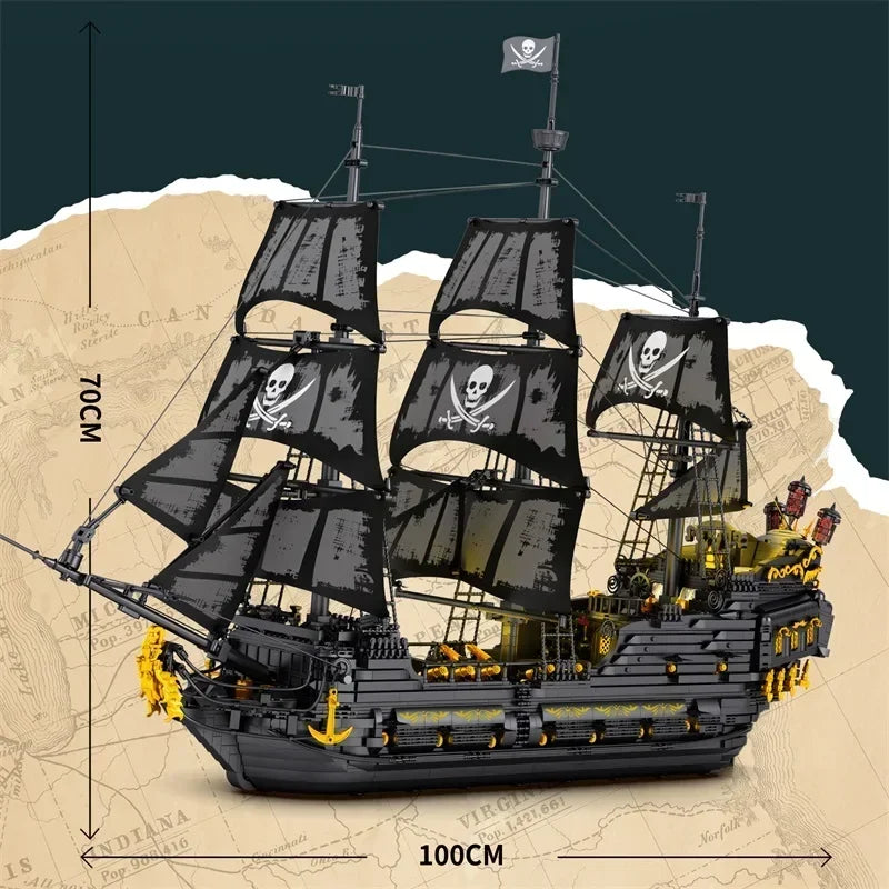 4708PCS Black Pearl Pirate Ship Model Building Blocks Set Movie Skeleton Adventure Boat Bricks Diy Toys For Kids Holiday Gifts