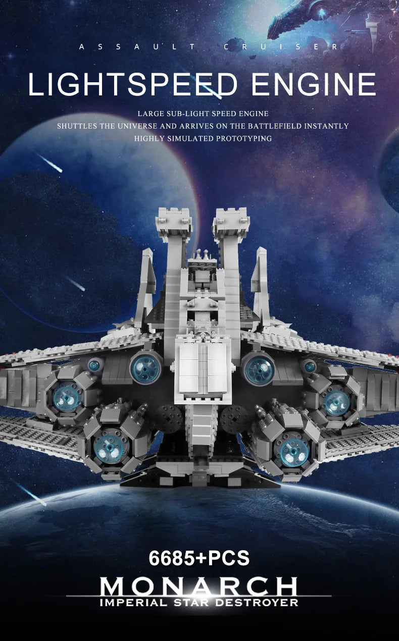 Mould King 21005 Star Plan Toys The MOC-0694 Republic Attack Cruiser Building Block MOC Starship Brick Set Kids Christmas Gift