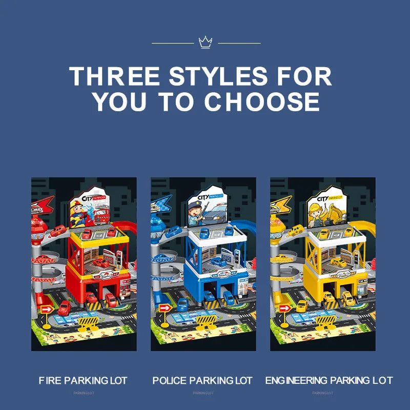 Parking Lot Toys Electric Rail Car Parking DIY Assembled Runway Inertia Car Engineering Mini Vehicle Toy Boys Kids Birthday Gif