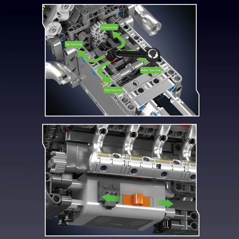 Mould King 10202 The Supercar V12 Engine + Transmission Building Block Set Technical Car Engine Brick Toys Kids Christmas Gift