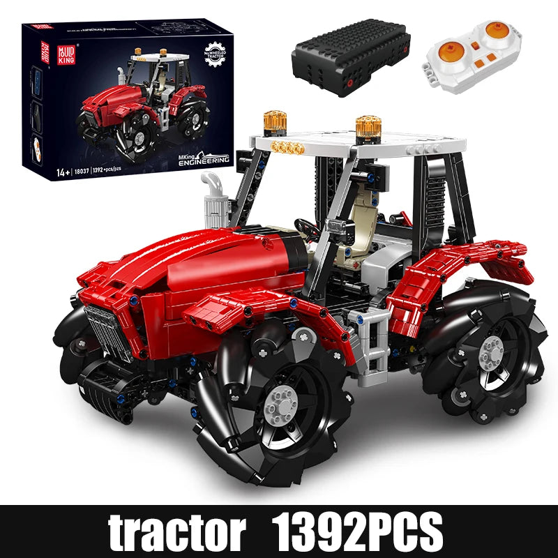 Mould King 18037 Technical Truck Toys The Remote Control Wheeled Tractor Building Block Assembly Car Brick Kids Christmas Gift