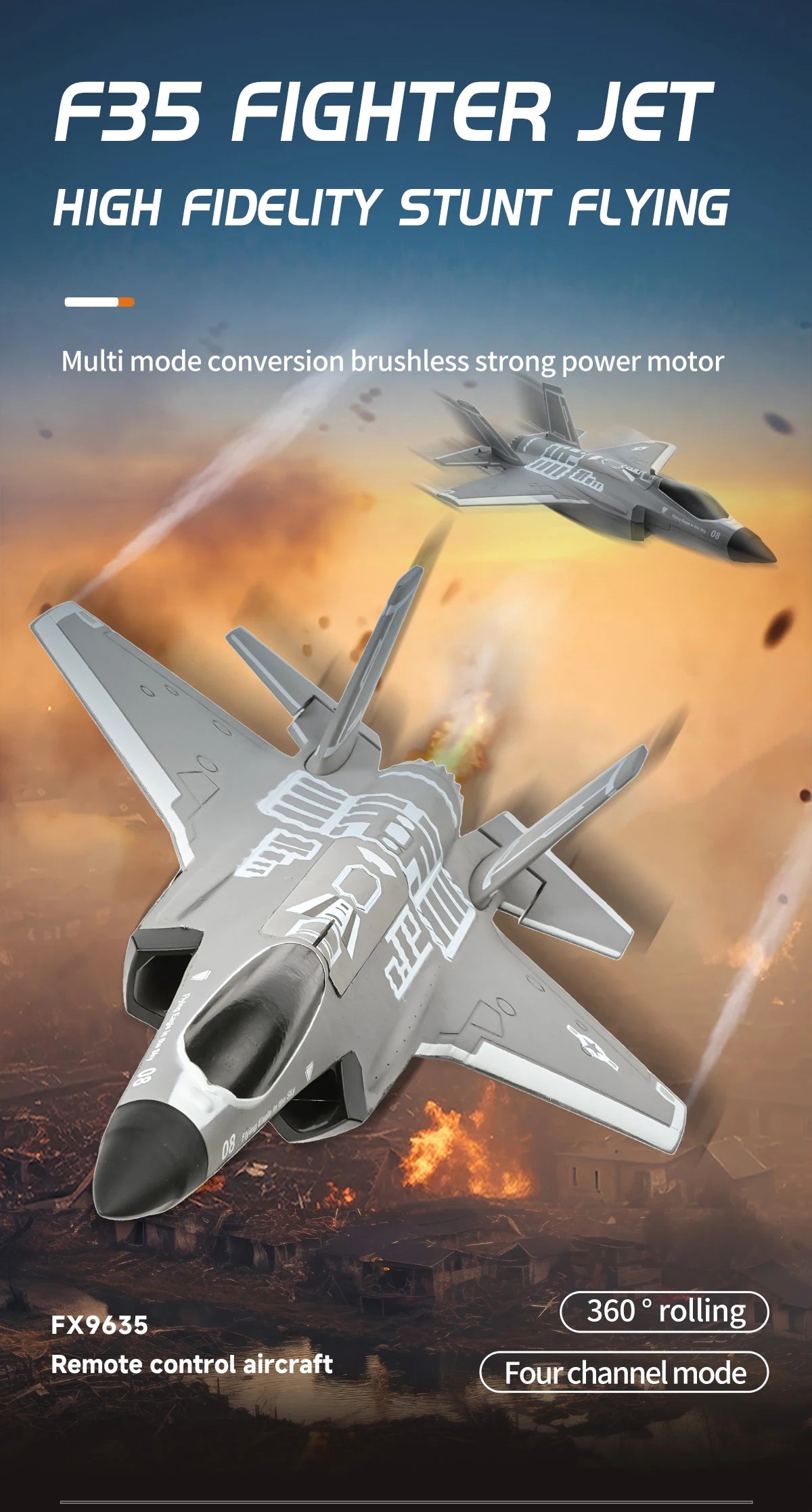 F35 Fighter Jet RC Plane FX9635 4CH Remote Control Airplane High Brushless Stunt Flying Glider Model Toys for Adults Boys Gift