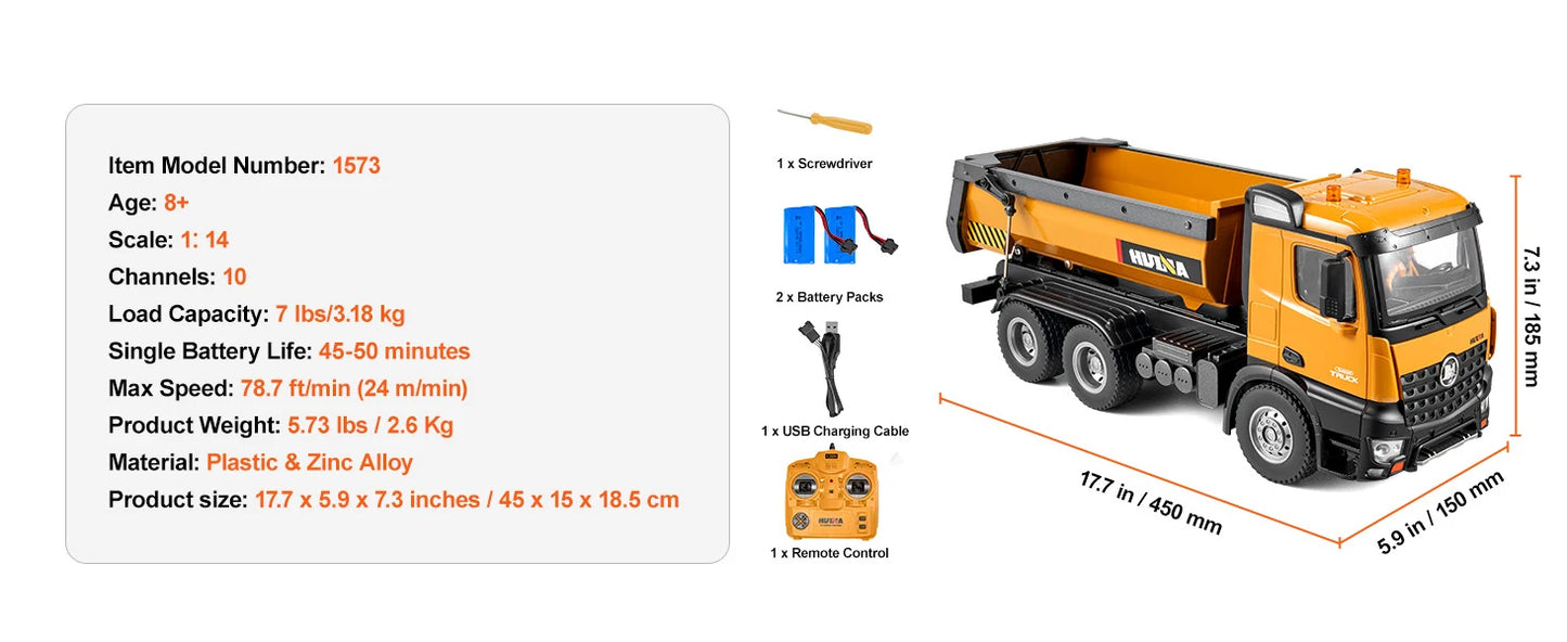 SucceBuy RC Excavator Dumper Car Remote Control Engineering Vehicle Crawler Truck Bulldozer Toys for Boys Kids Christmas Gifts