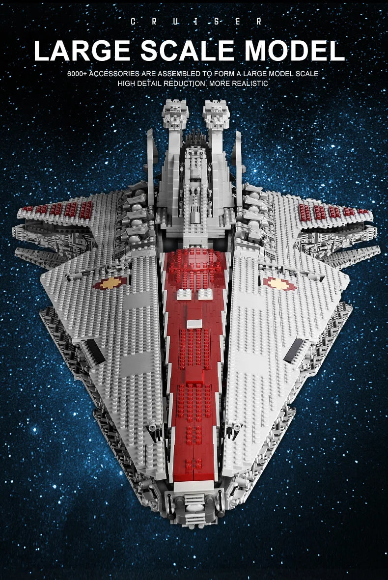 Mould King 21005 Star Plan Toys The MOC-0694 Republic Attack Cruiser Building Block MOC Starship Brick Set Kids Christmas Gift