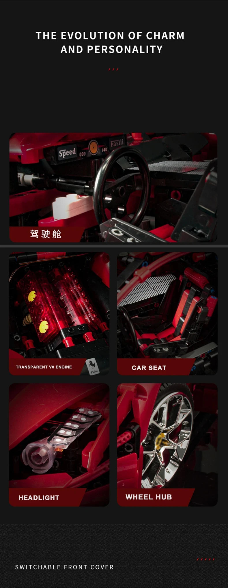 3380PCS Technical Red GT Super Speed Sport 1:8 Car Model Building Blocks City Famous Racing Vehicle Bricks Toys for Kid Gifts