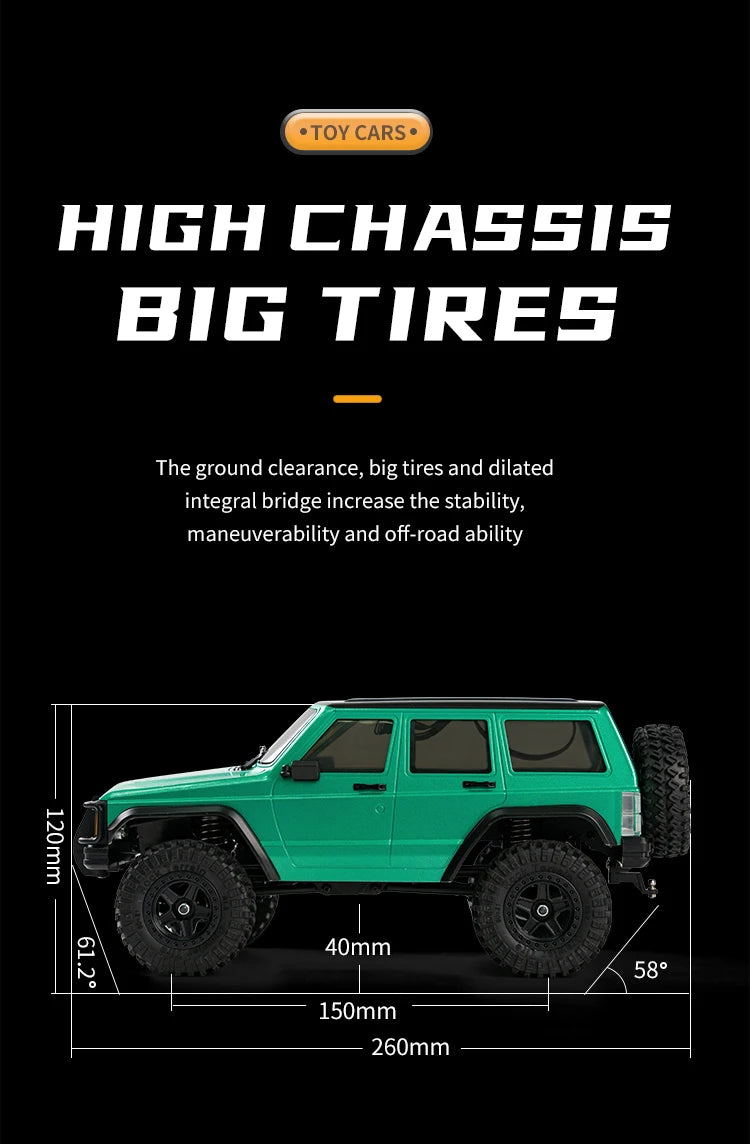 C8809 1/18 RC Car 2.4G Remote Control Crawler 4WD Electric Climbing Off-Road Model Car Toys for Children