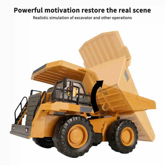 RC Dump Truck 1/24 2.4GHz 9CH RC Construction Truck Engineering Vehicles Educational Toys for Kids with Light Music