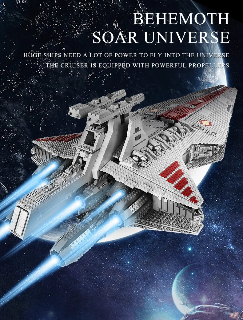 Mould King 21005 Star Plan Toys The MOC-0694 Republic Attack Cruiser Building Block MOC Starship Brick Set Kids Christmas Gift