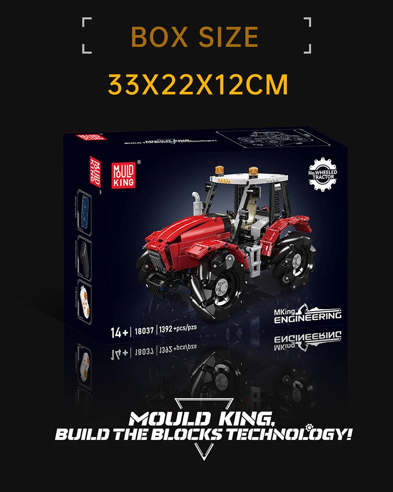 Mould King 18037 Technical Truck Toys The Remote Control Wheeled Tractor Building Block Assembly Car Brick Kids Christmas Gift