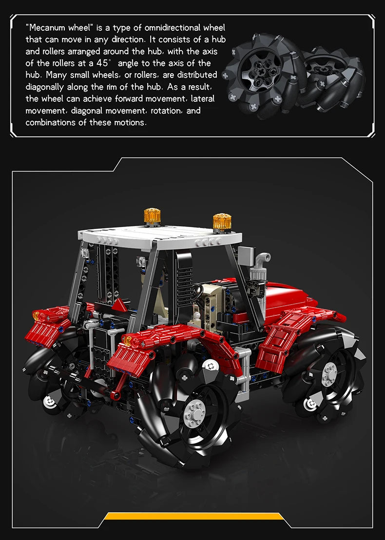 Mould King 18037 Technical Truck Toys The Remote Control Wheeled Tractor Building Block Assembly Car Brick Kids Christmas Gift